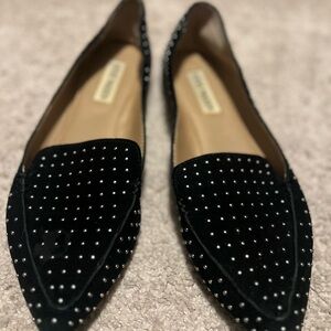 Black Studded Women's Loafers